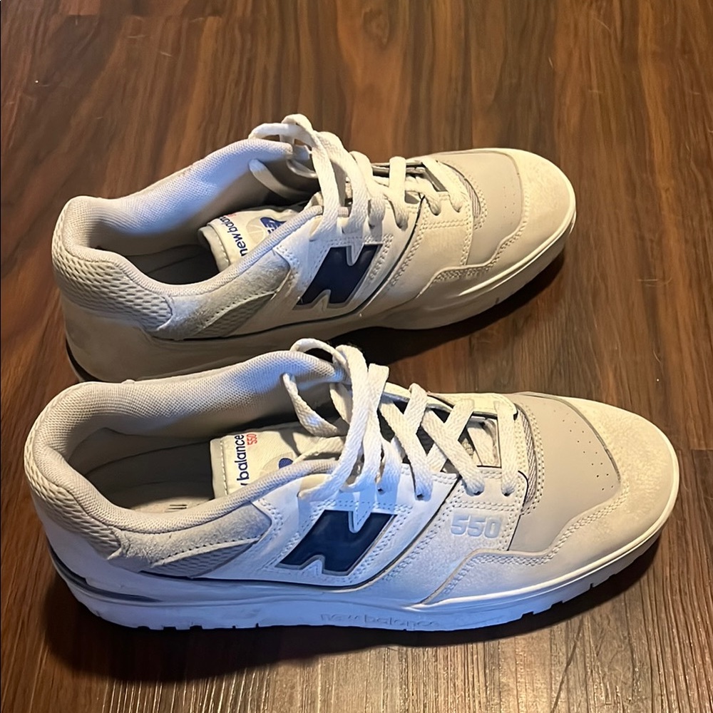 New Balance 550 White and Navy Sneakers